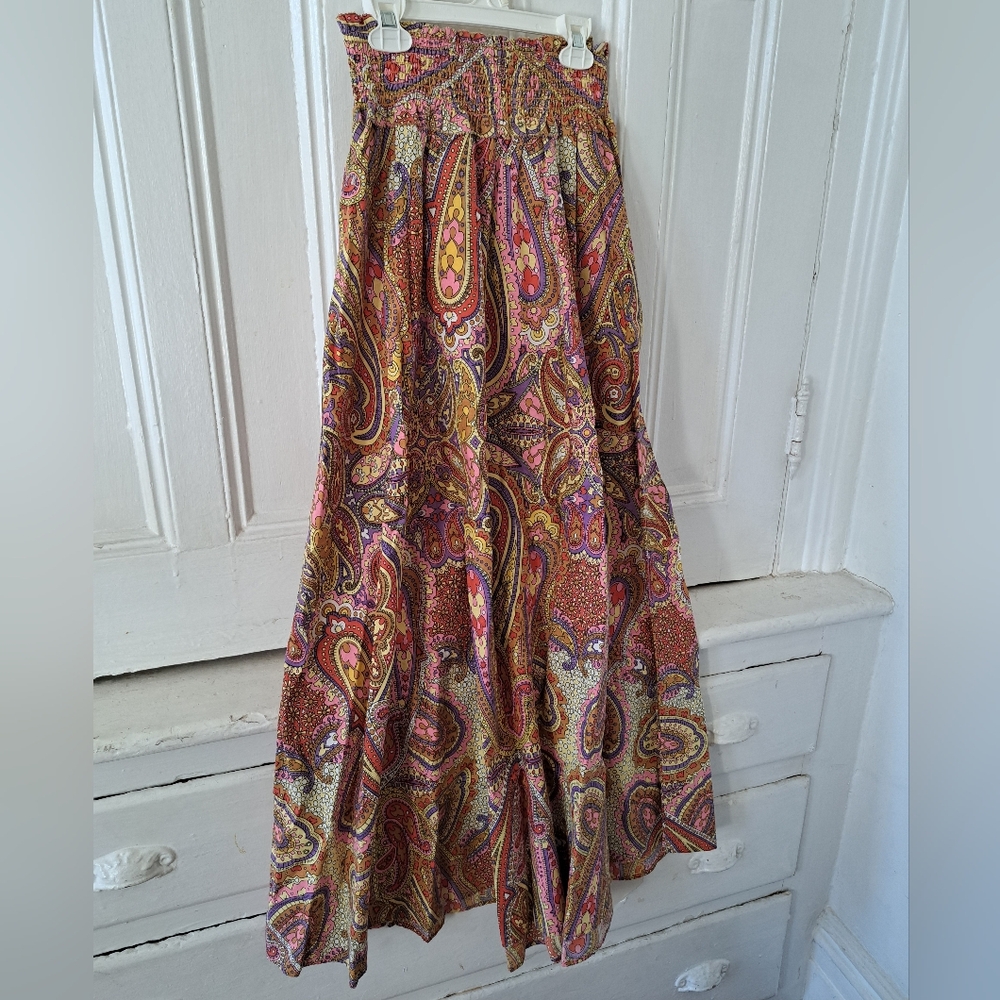 Love the Label - Yellow, Pink and Orange Patterned Long Skirt Size: Small